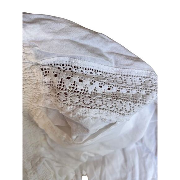 SEASPICE Women's Vintage White Peruvian Cotton Smock Waist Relaxed Resort LARGE - Picture 3 of 5